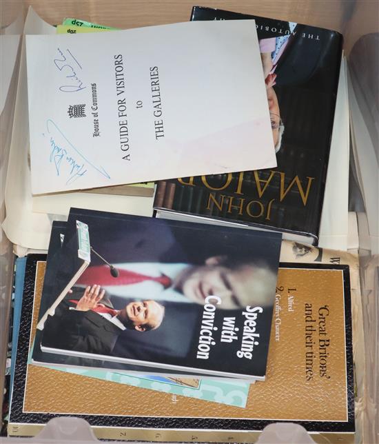 Enoch Powell, John Major, William Hague, five signed volumes, a quantity of Parliamentary ephemera, etc.